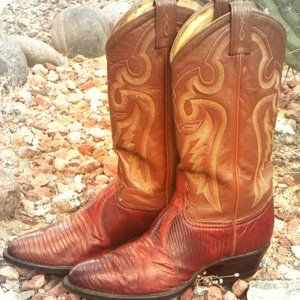 Tony Lama Lizard Skin / Leather Cowboy Boots (7D)